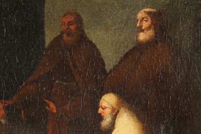 Interior with Monks Oil Painting on Canvas 18th Century