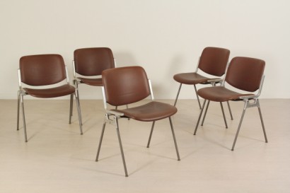 Stühle, Catelli, Metall, Aluminium, Polsterung, Kunstleder, 60er 70er, Anonima Castelli, #modernariato, #stühle, # {* $ 0 $ *}