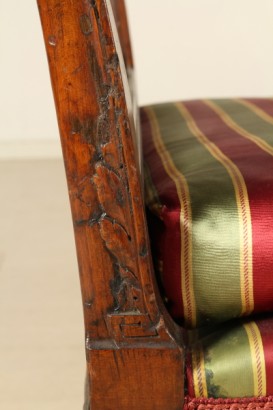 tallas de estilo neoclásico, sofá, acolchado, cereza, 700, hecha en Italia, #antiquariato, #sedie, #poltrone, #divani #dimanoinmano