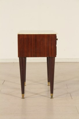 chest of drawers, bedside table, paolo buffa, veneered wood, rosewood, marble, brass, made in Italy, #modernariato, #mobilio, # {* $ 0 $ *}