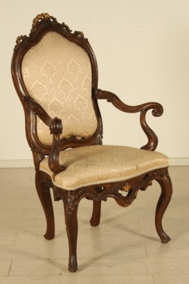 armchairs, carved, walnut, solid wood, gold, floral, Baroque style, 1700, 700, Venice, made in italy, #antiquariato, #sedie, #dimanoinmano