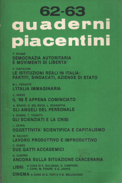 Quaderni piacentini year XVI no. 62-63 April 19, AA.VV.