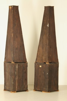 Pair of Baroque Solid Walnut Corner Cupboards Italy Lombardia 1700