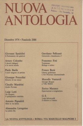 Nuova Antologia. Dicembre 1974, Fascicolo 2088