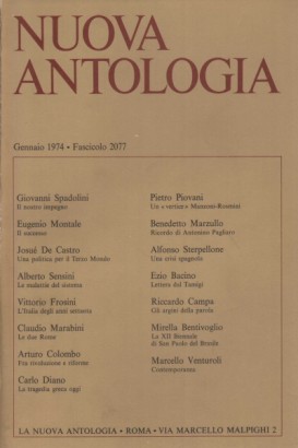 Nuova Antologia. Gennaio 1974, Fascicolo 2077