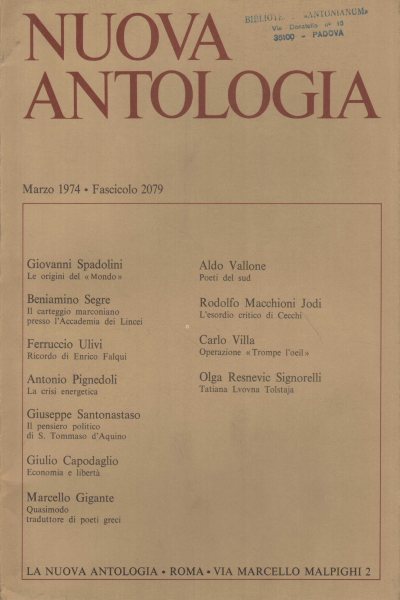 Nuova Antologia. Marzo 1974 Fascicolo 2079, AA.VV.