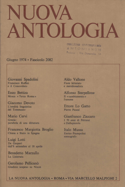 Nuova Antologia. Giugno 1974 Fascicolo 2082, AA.VV.
