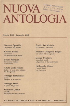 Nuova Antologia. Agosto 1975, Fascicolo 2096