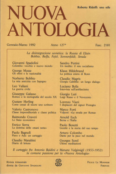 Nuova Antologia Anno 127° Gennaio-Marzo1992 Vol, AA.VV.