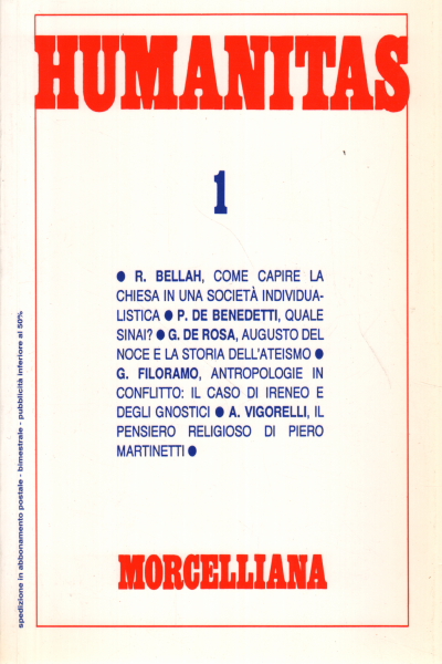 Humanitas : magazine bimestriel de la culture N. 1/1996, AA.VV.