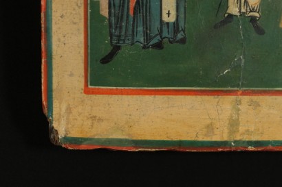 Dettaglio angolo Icona russa con Arcangelo e Santi