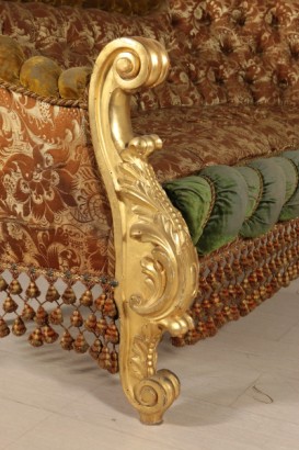 Canapé angulaire Style Baroque Capitonné Velours Italie Fin '800