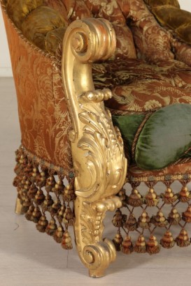 Paire de Fauteuils Style Baroque Bois doré sculpté Italie Fin '800