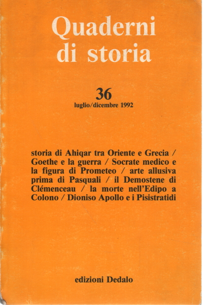 Quaderni di storia 36 (juillet/décembre 1992), AA.VV.