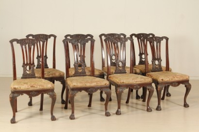 Bottega del 900, Chippendale, Gruppe von acht Stühle, Stühle, Stühle, Stühle frühen Mahagoni Regency Stühle 900 Italien, Lombardei-Stühle