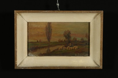 Erminio Soldera (1874-1955), Landschaft mit Flock