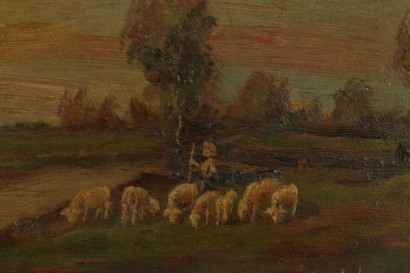 Particular Erminio Soldera (1874-1955), landscape with Flock