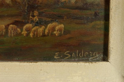 Particular Erminio Soldera (1874-1955), landscape with Flock