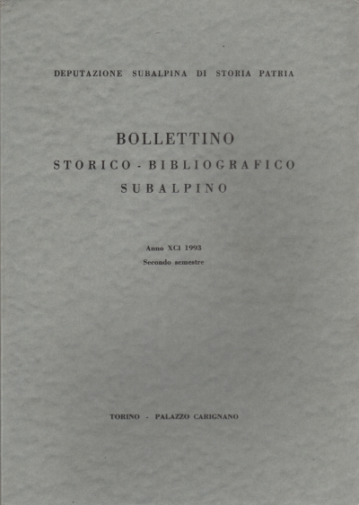 Subalpine historical-bibliographic bulletin Year XC, AA.VV.