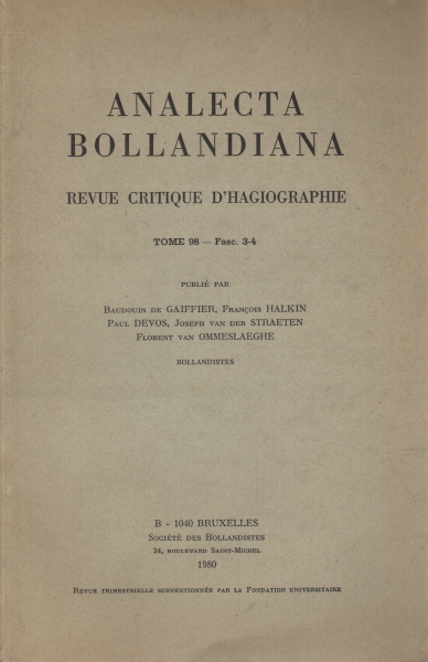 Analecta Bollandiana. Tome 98-Fasc. 3-4-, AA.VV.