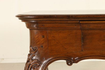 Baroque Table, Solid Walnut, Italy 18th Century