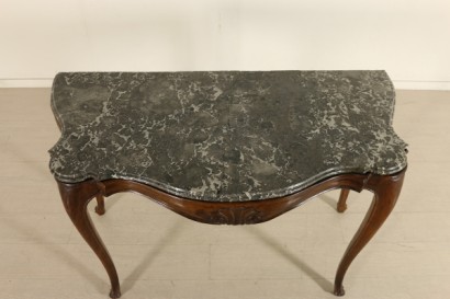 Baroque console table marble top detail