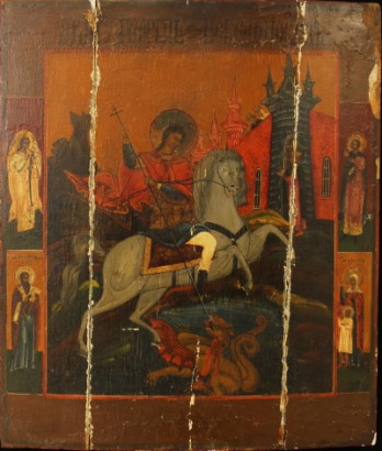 Russian Icon, San Giorgio and the dragon