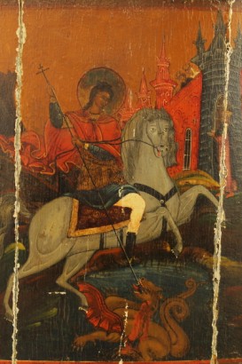 Russian Icon, San Giorgio and the dragon