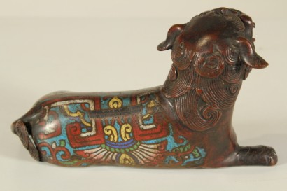 Antiquitäten, Bronzen, Pho Marken-Hund, Hund Ende 800, Cloisonne,