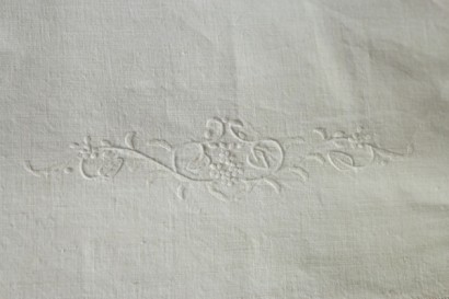 Hand embroidery detail full linen double sheet two pillowcases