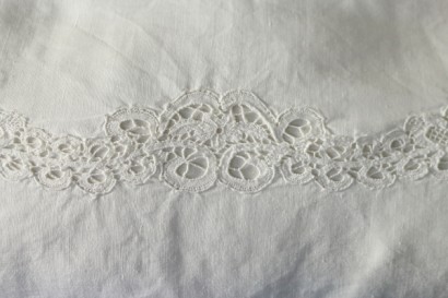 Cantù lace detail full linen double sheet two pillowcases