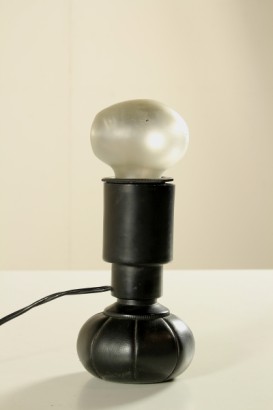 Table Lamp Lacquered Aluminium Leatherette Base with Lead Vintage Italy 1970s