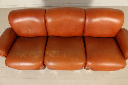 Three Elements Sofa Foam Leatherette Chromed Metal Vintage Italy 1970s