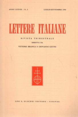 Lettere italiane, anno  XXXVIII - N. 3