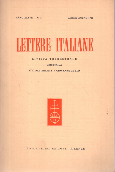 Italian letters year XXXVIII - N. 2, Vittore Branca and Giovanni Getto