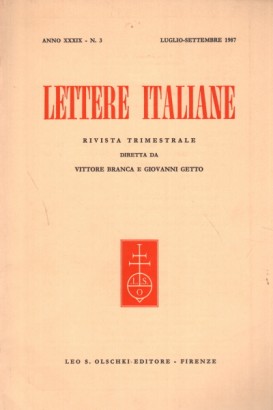 Lettere italiane, anno XXXIX - N. 3