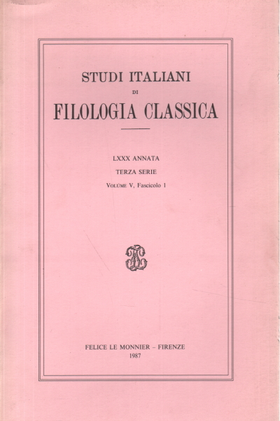 Italian Studies of Classical Philology LXXX vintage, AA.VV.