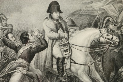 Napoleone alla battaglia di Waterloo, litografia