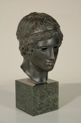 Kopf eines jungen Mannes in Bronze, Antike, Antiquitäten, Bronze, # {* $ 0 $ *}, #antiques, #antiquity, #Testadigiovinettoinbronzo, #bronzo