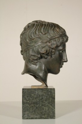 Kopf eines jungen Mannes in Bronze, Antike, Antiquitäten, Bronze, # {* $ 0 $ *}, #antiques, #antiquity, #Testadigiovinettoinbronzo, #bronzo