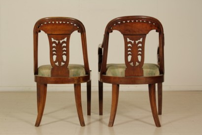 Gruppo quattro sedie e poltroncina restaurazione - retro