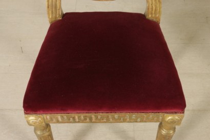 Gruppo quattro sedie neoclassiche e poltrona - seduta sedia