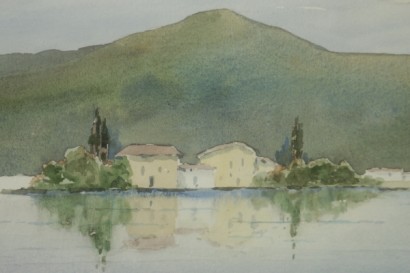 Giovan Battista Zaccaria (1902-1966), Paesaggio lacustre - particolare