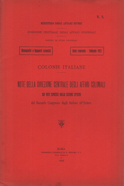 Notas de la Dirección Central de Asuntos de Colonia, s.a.