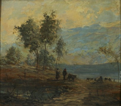 Yasser Zakaria (1891-1971), paysage avec des troupeaux et des bergers
