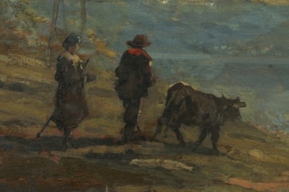 Yasser Zakaria (1891-1971), paysage avec les troupeaux et les bergers-détail