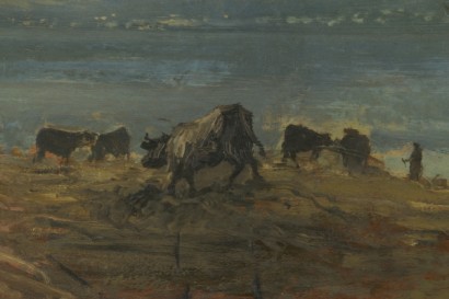 Yasser Zakaria (1891-1971), landscape with herds and shepherds-detail