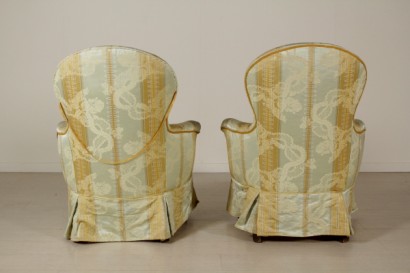 Pair of upholstered armchairs-backrest