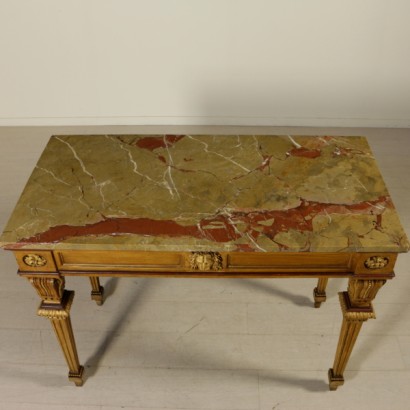 table, wall table, Neoclassical wall table, neoclassical table, neoclassical style, neoclassical style table, end 700 table, 700 table, antique table, antique table, lacquered table, lacquered wood table, marble top, macchiavecchia marble, macchiavecchia, { *$0$*}, anti-conline