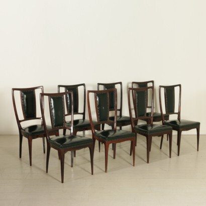 chairs, 50's chairs, vintage chairs, modern chairs, leatherette upholstery chairs, imitation leather upholstery, ebony-stained wood, ebony-stained chairs, {* $ 0 $ *}, anticonline